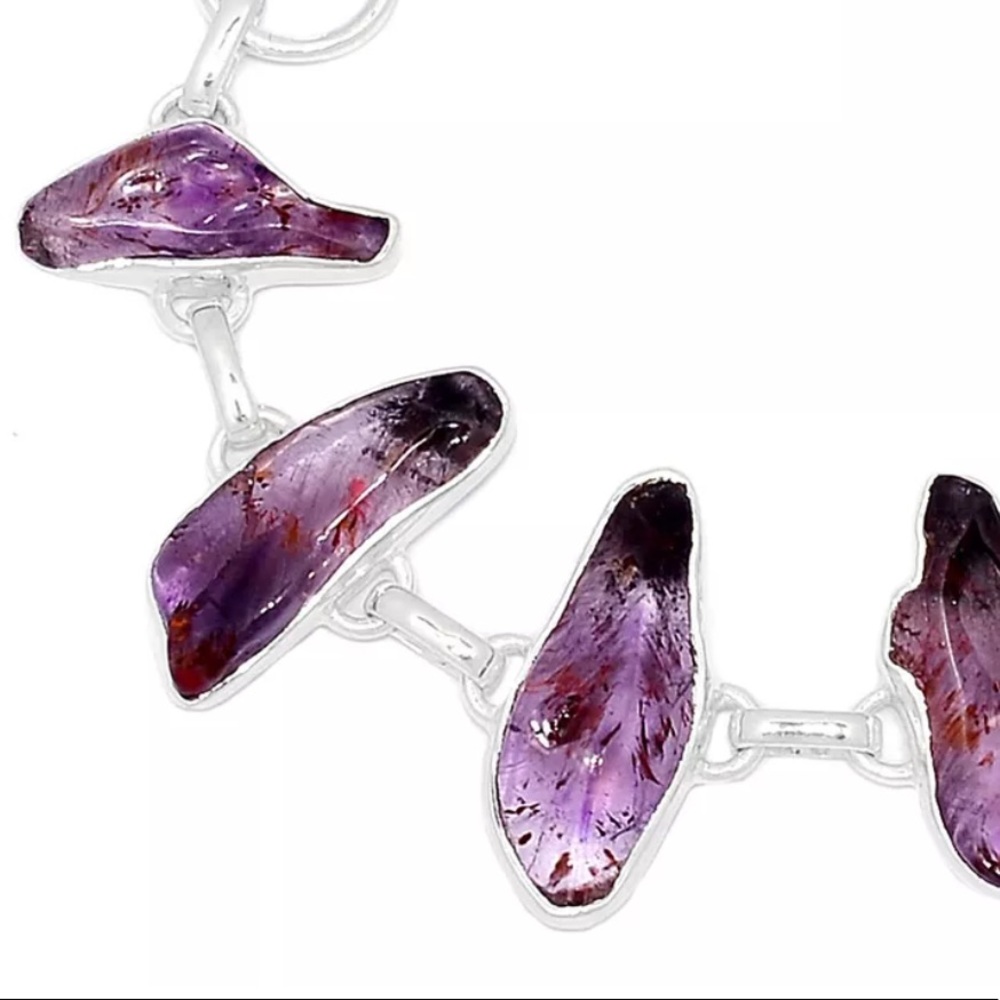 Beautiful high vibration super seven Cacoxenite Sterling silver bracelet - Picture 2 of 3